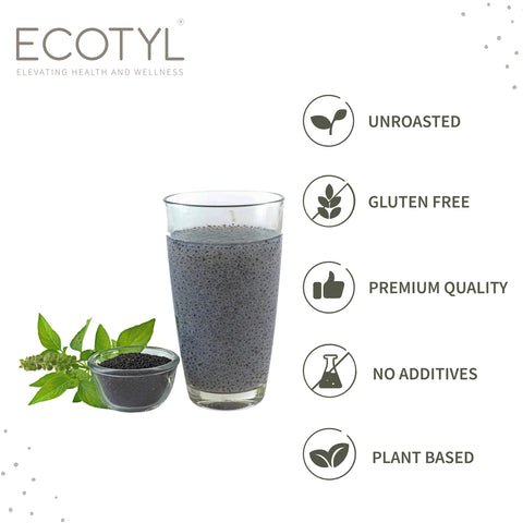 Ecotyl Basil Seeds | Sabja Seeds | Rich in Omega-3 & Fibre | Det200g
