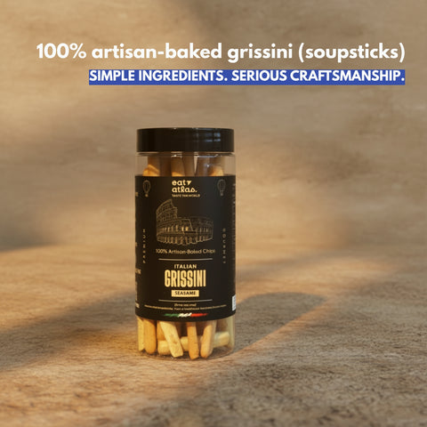 Eat Atlas | Italian Grissini Baked Breadsticks with Sesame Seeds