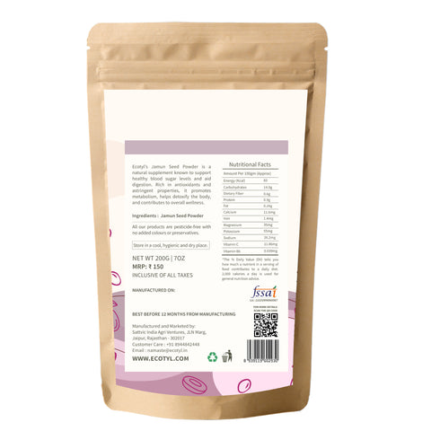 Ecotyl Jamun Seed Powder | Blood Sugar Control | Rich in Antioxi200g