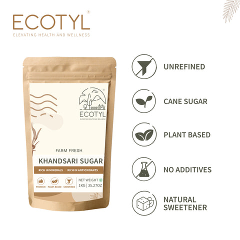 Ecotyl Khandsari Sugar | Unrefined Natural Sweetener | Rich in Malth | 200g