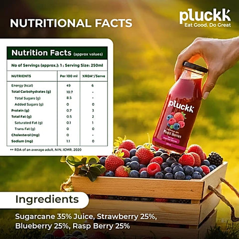 Pluckk Cold Pressed Mixed Berries Juice 250ml