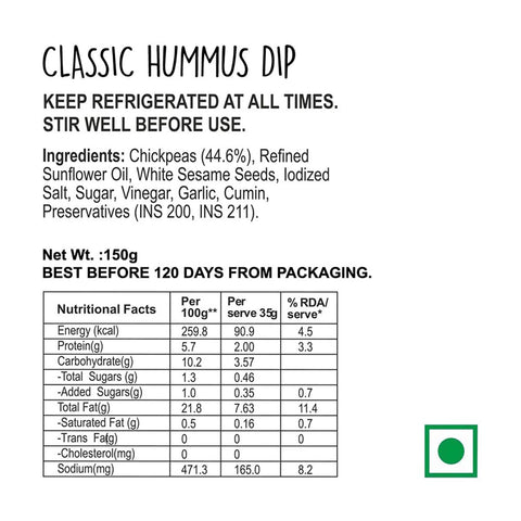 Wingreens Farms Classic Hummus (150grams)
