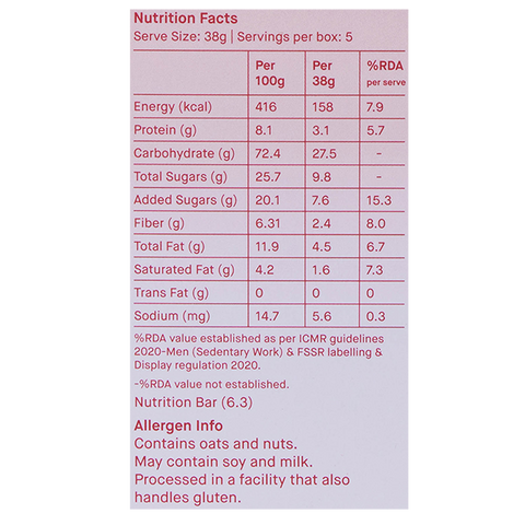 Jungly Delights Focus Strawberry with tulsi  single bar 38g