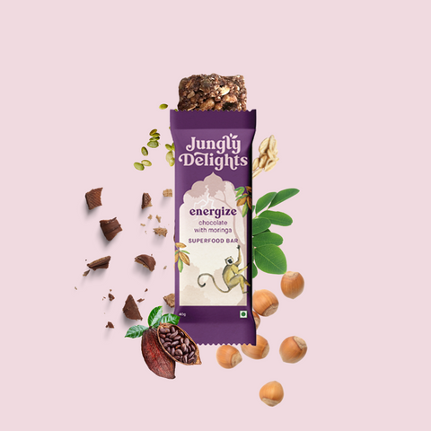 Jungly Delights Energize chocolate with moringa single bar 38g