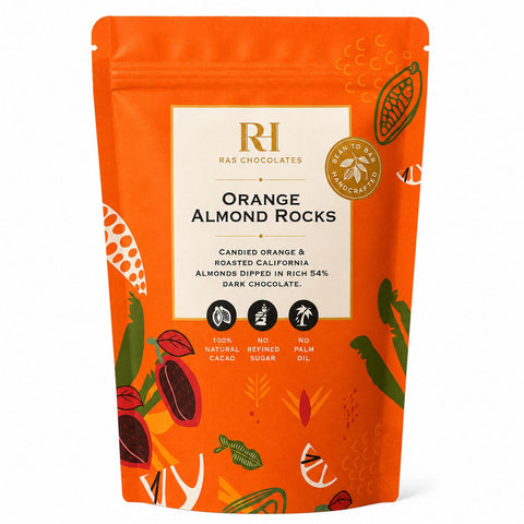 RAS CHOCOLATES Orange Almond Rocks 125grams