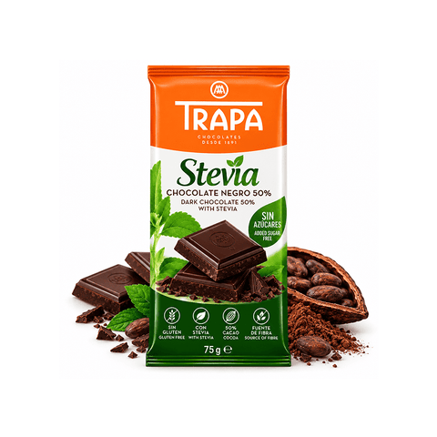 Trapa Stevia Bar Chocolate Dark -Noir 50% 75g