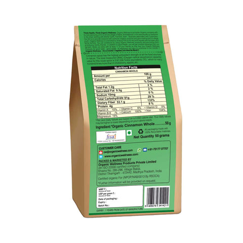 Organic Wellness Cinnamon Whole 50 grams