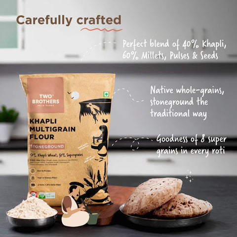Khapli Multigrain Atta (5kg)| 8 Super Grains Flour Mix | High Fibre & High Protein | Low GI Atta