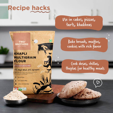 Khapli Multigrain Atta (5kg)| 8 Super Grains Flour Mix | High Fibre & High Protein | Low GI Atta