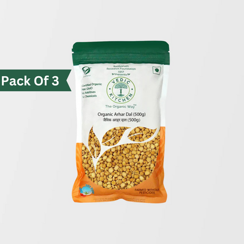 Vedic Kitchen Organic Arhar Dal (Pack of 3) (Certified Organic)