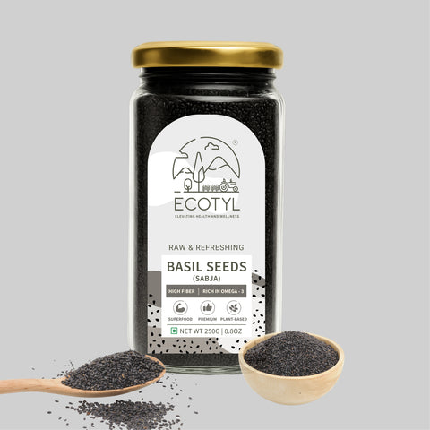 Ecotyl Basil Seeds | Sabja Seeds | Rich in Omega-3 & Fibre | Det200g