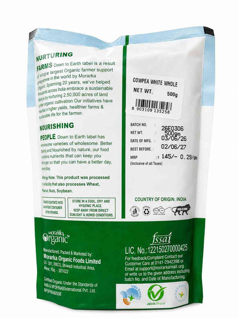 Down to Earth Cowpea White Whole 500grams
