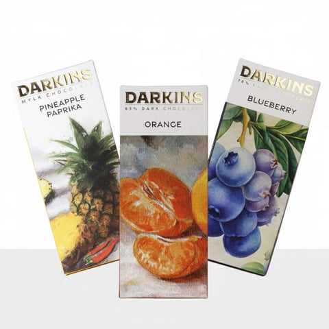 Darkins Bundle Of 3 (Vegan Mylk Pineapple paprika + 63% Dark Orange + 70% Dark Blueberry)