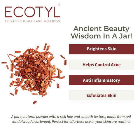 Ecotyl Red Sandalwood Powder | Natural Skin Brightener | Anti-Acne| Ayurvedic Skincare |100g