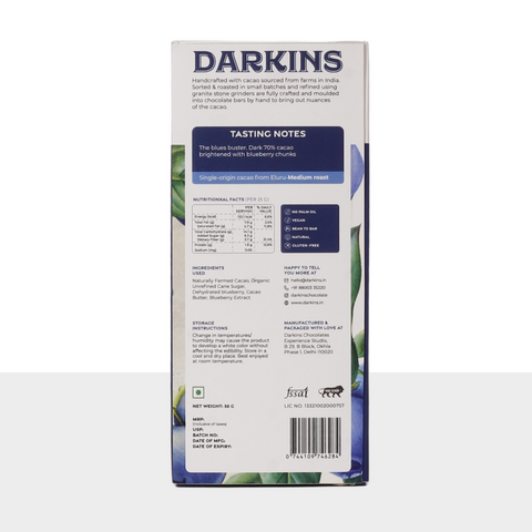 Darkins 70% dark chocolate with Blueberries