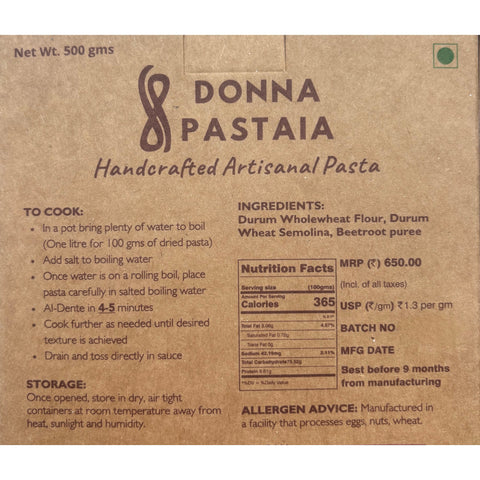 Donna Pastaia Fettuccine Wholewheat & Semolina Beetroot Pasta 250 grams