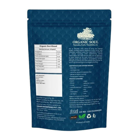 Organic Soul Organic Desi Khand (Khandsari Sugar) | 1 kg