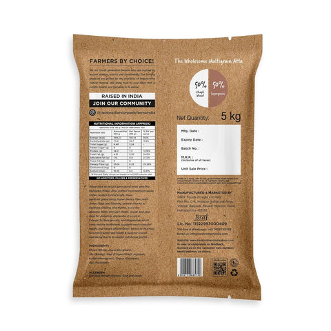 Khapli Multigrain Atta (5kg)| 8 Super Grains Flour Mix | High Fibre & High Protein | Low GI Atta
