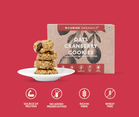 Nourish Organics Oats Cranberry Cookies 120grams