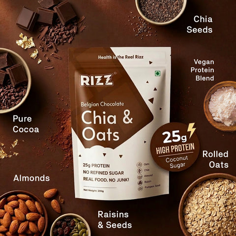 Belgian Chocolate Chia and Oats (Sweetened with Coconut Sugar)