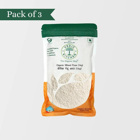 Vedic Kitchen Organic Wheat Flour (Atta) Pack of 3 (Certified Organic)