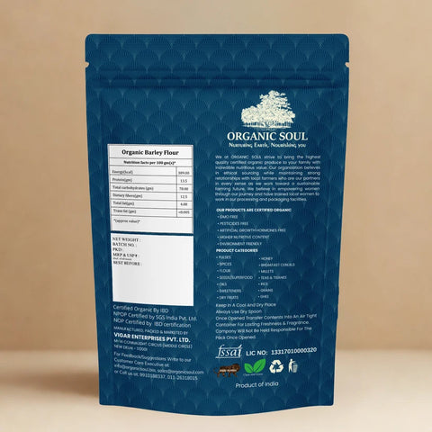Organic Soul Organic Barley Flour (Jau Atta) – Stone Ground | 500 g