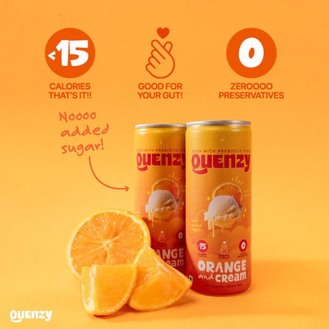 Quenzy Orange cream Prebiotic soda (Pack of 3 )