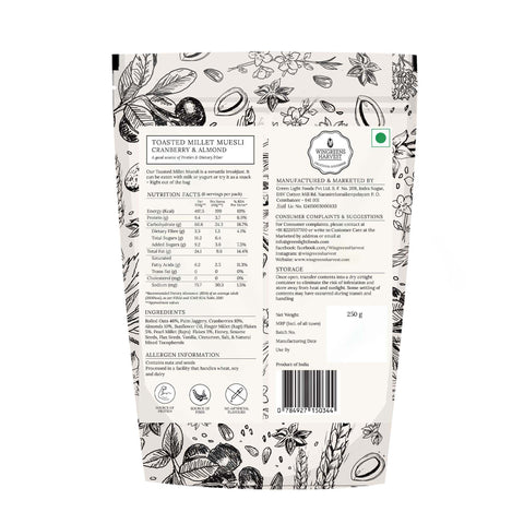 Toasted Millet Muesli Cranberry and Almond