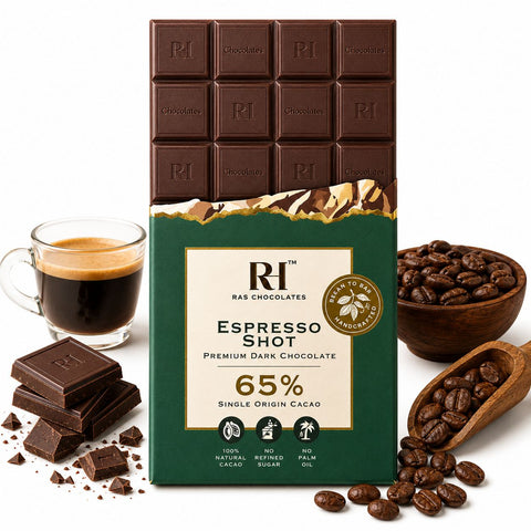 RAS CHOCOLATES 65% Dark Espresso Shot 80 grams