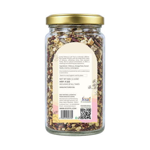 Ecotyl Hibiscus Lush Tea | Rich in Antioxidants | Herbal Tea | 60g