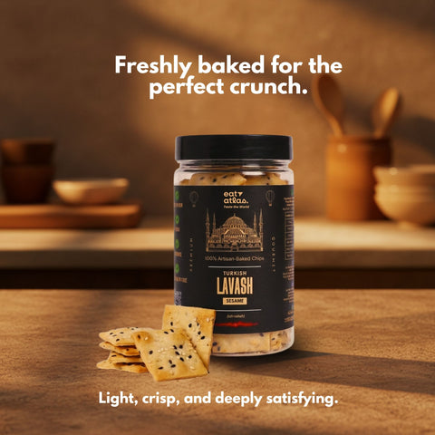 Eat Atlas Five Seeds Whole Wheat Lavash Chips | Ultra-Crispy, Olive Oil, Baked, Just Add Dip (85g)