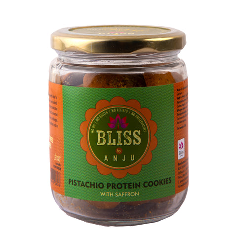Channa Sattu Pistachio Protein Cookies with Saffron