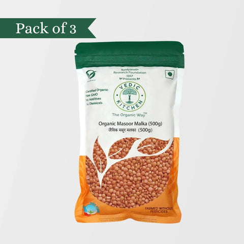 Organic Masoor Malka Pack of 3 (Certified Organic)