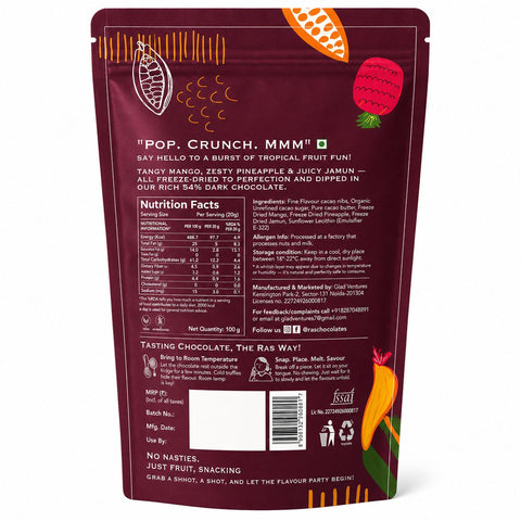 RAS CHOCOLATES Assorted Fruit Shots 100grams