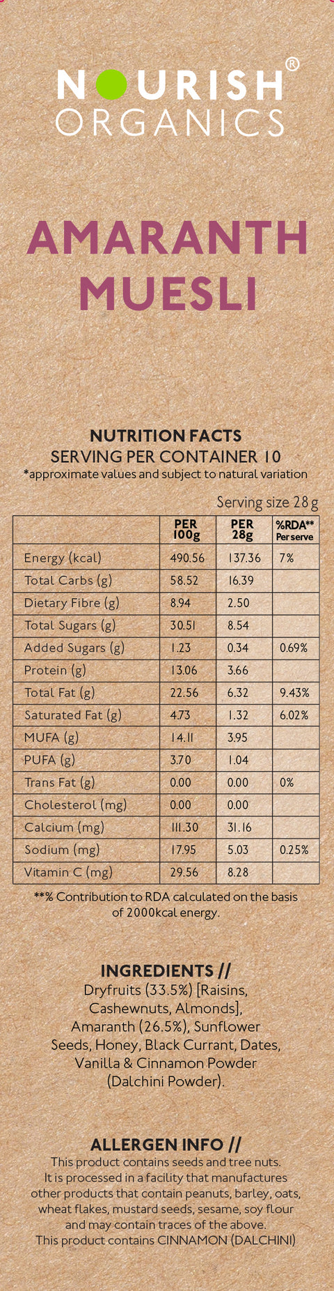 Nourish Organics Amaranth Muesli 280grams