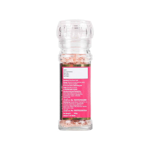 Urban Platter Pink Himalayan Rock Salt Grinder, 100g (Unrefined | Additive Free | Sendha Salt | Convenient Grinder Bottle)