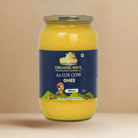 Organic Soul Organic A2 Gir Cow Ghee – Bilona Method | 1 Litre