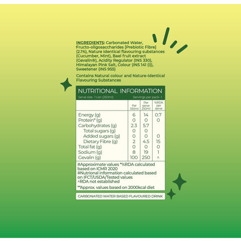 Quenzy Cucumber mint Prebiotic soda  250ml