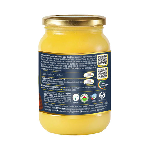 Umanac Organic A2 Bilona Cow Ghee 500ml