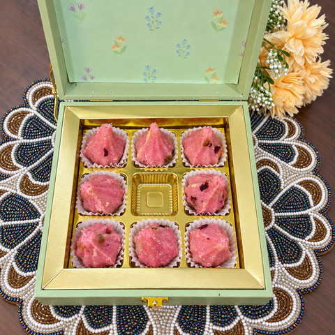 Rose Modak - 9 Pcs Box (Delivered Separately Next Day)
