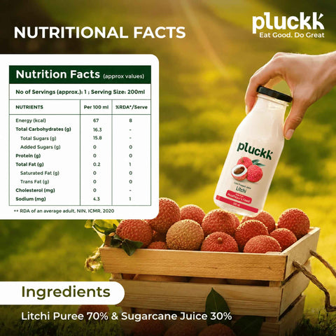 Pluckk Cold Pressed Litchi 250ml