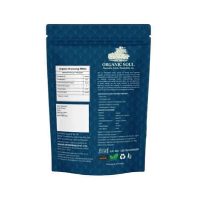 Organic Soul Organic Browntop Millet – Unpolished | 500 g