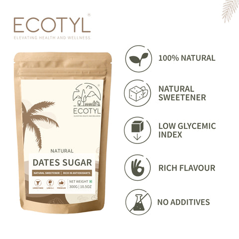 Ecotyl Dates Sugar | Natural Sweetener | Rich in Minerals | 300g