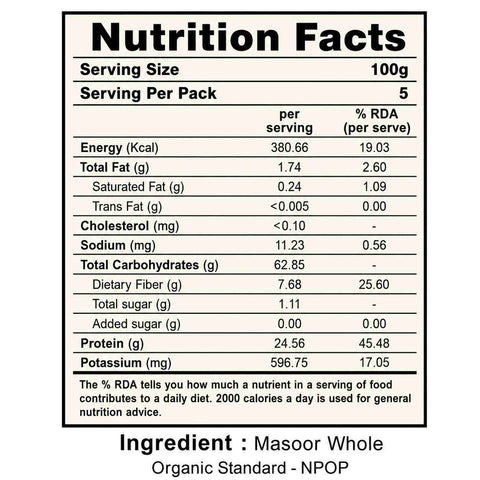 Orasure Organics Masoor Whole