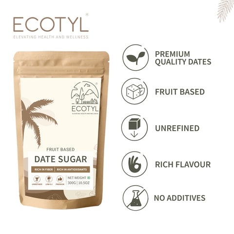 Ecotyl Dates Sugar | Natural Sweetener | Rich in Minerals | 300g