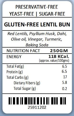 Gluten-Free Lentil Protein Bun (Yeast-Free Sugar-Free)