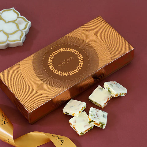 White Chococlate Aam Papad Barfi (Delivered Separately)