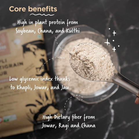 Khapli Multigrain Atta (5kg)| 8 Super Grains Flour Mix | High Fibre & High Protein | Low GI Atta