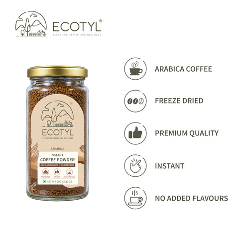 Ecotyl Instant Coffee Powder | Arabica Coffee | Freeze Dried  | 60g