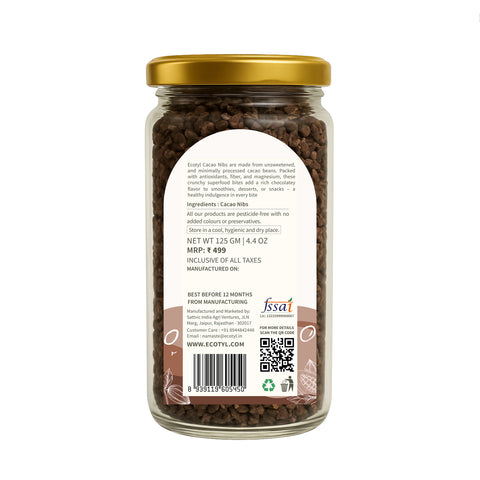 Ecotyl Cacao Nibs | Crunchy & Nutritious | High in Magnesium | 125g